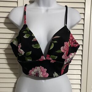 Revamped Black Floral Strappy Top